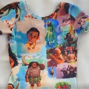 Disney Moana Leotard Multicolor Kids One-Piece Bodysuit Vibrant Character Print